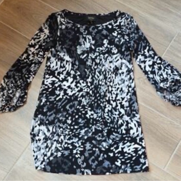 LAUNDRY Black & Grey STRETCH Print Dress $185 NWT size 12 - Picture 6 of 8